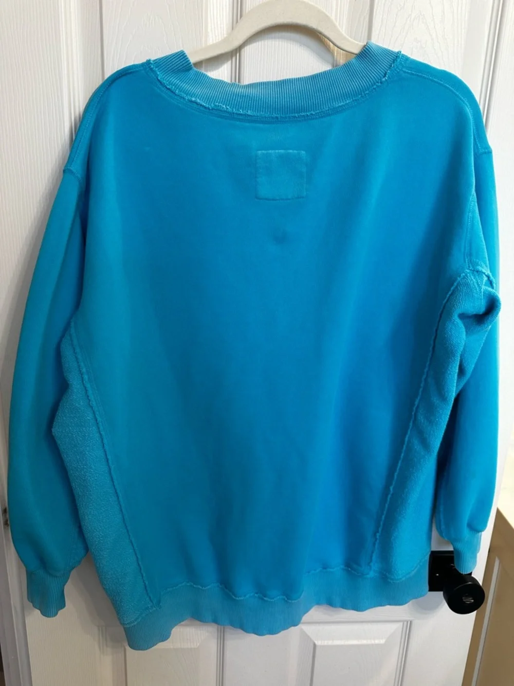 Aerie Vacay Relaxed V-Neck Oversized Sweater in Bright Turquoise Size XS - Picture 3 of 4